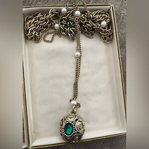Elegant Gold and Green “Poison Locket” Necklace